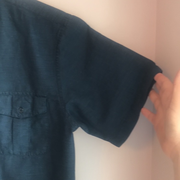 Old Navy Men’s Slim Fit Indigo Blue Button Down Short Sleeve Shirt. - Picture 10 of 10